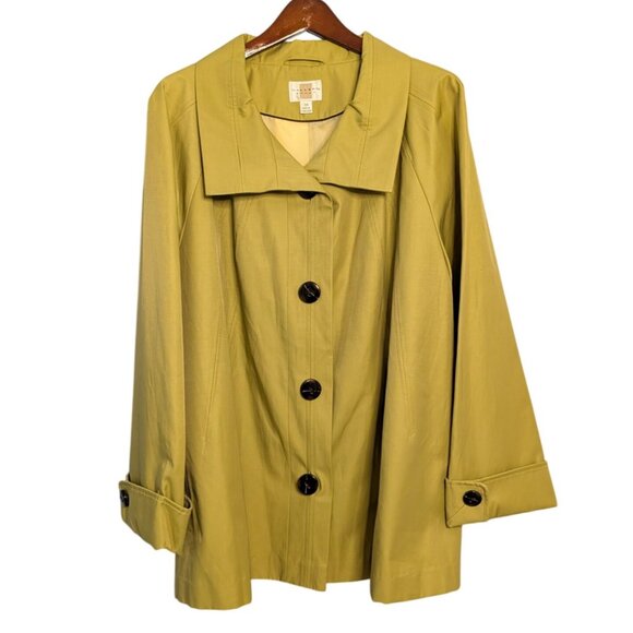 Gallery Womens Swing A-Line Coat Chartreuse 3X lined Button winter - Picture 1 of 13